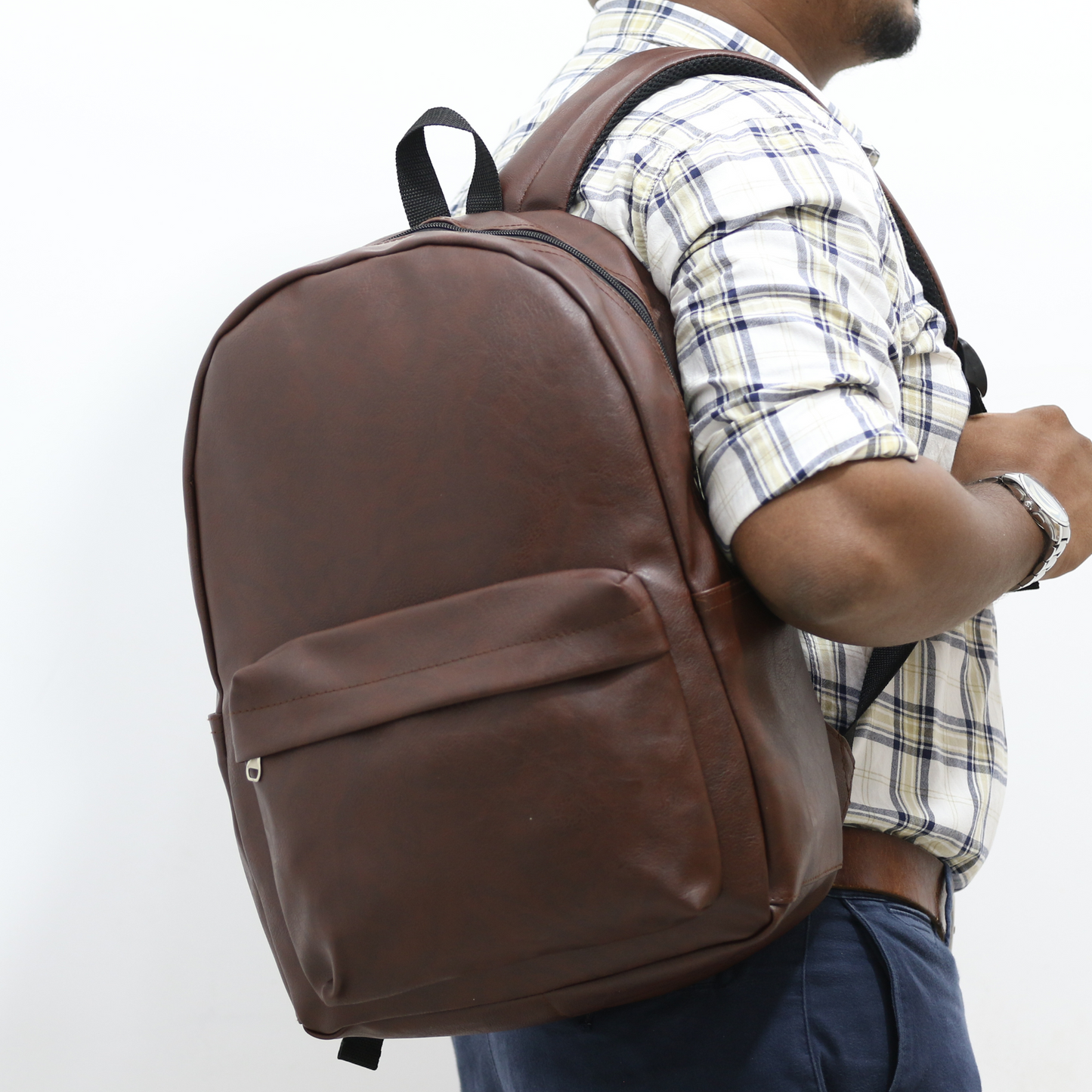 BP44 – Premium Synthetic Leather Simple Laptop Backpack