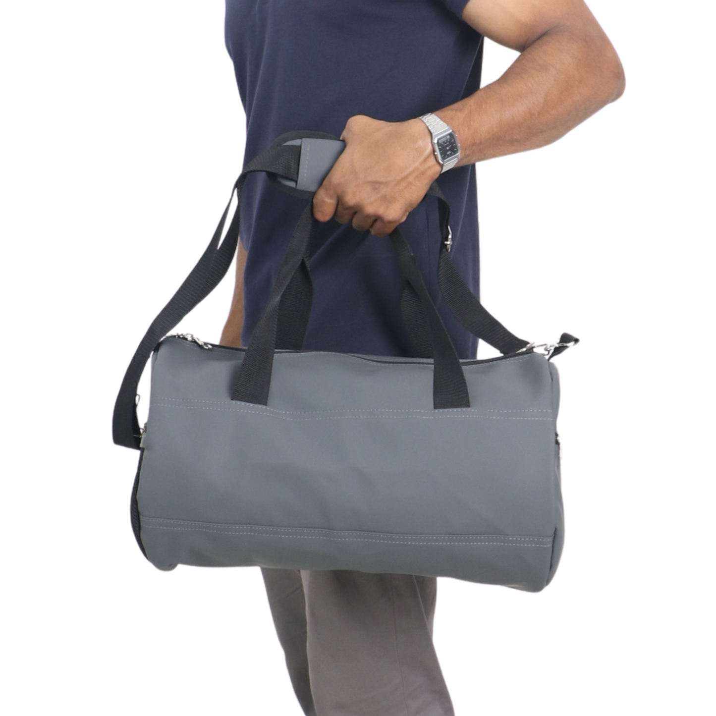 TBG05 – Synthetic Leather Duffel Bag with Side Pockets
