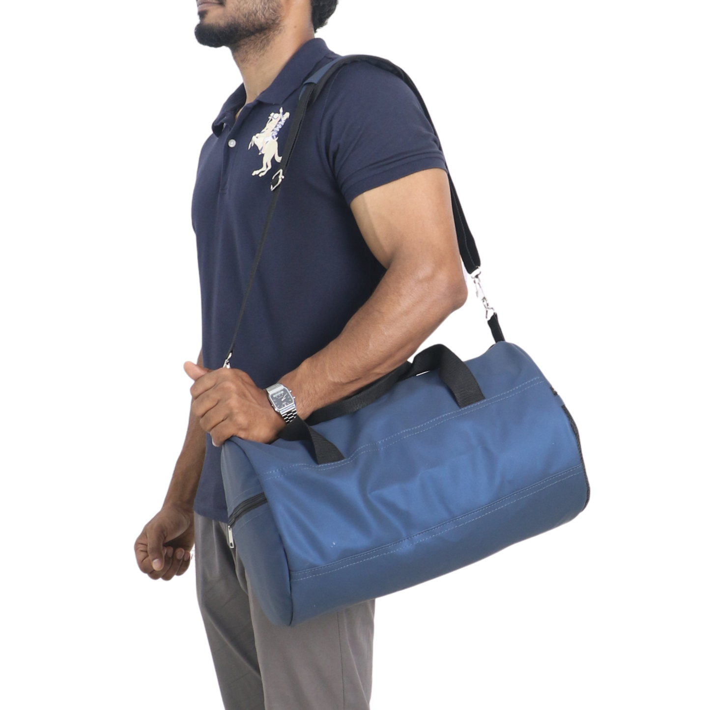 TBG05 – Synthetic Leather Duffel Bag with Side Pockets
